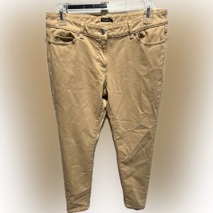 J Mc Laughlin Straight Leg Pants Size 8 Tan 5 Pocket Slim Fit Ankle Pant Beige